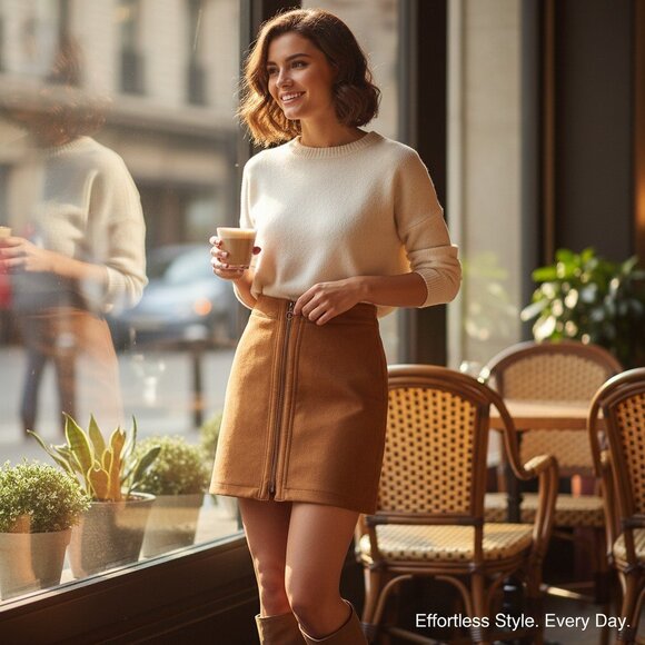 Esmara by Heidi Klum Jupe Femme Taille 26 po. Brune Fermeture Éclair - Picture 1 of 8